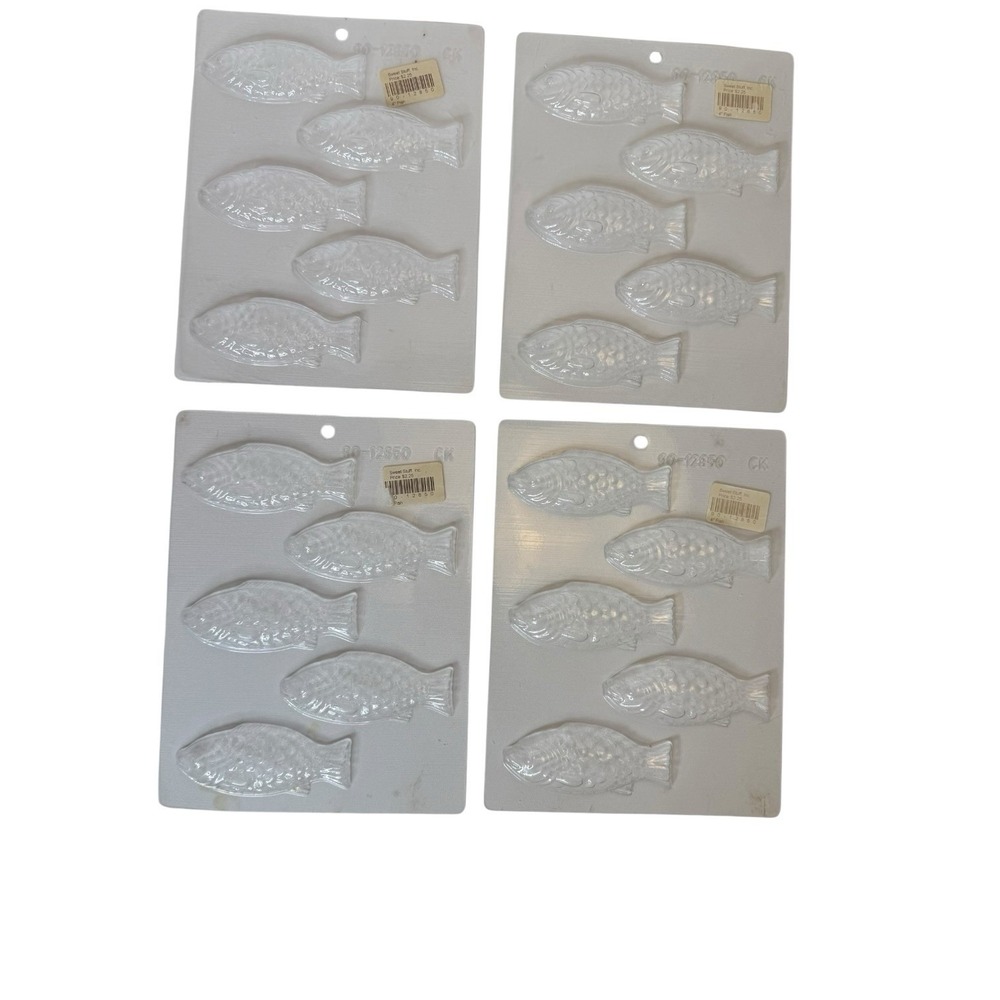 Plastic Candy Molds Beach Summer 4" Fish Lot of 4 Trays